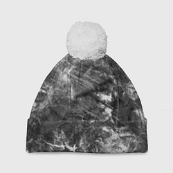 Шапка с помпоном Абстракция - серый дым, цвет: 3D-белый