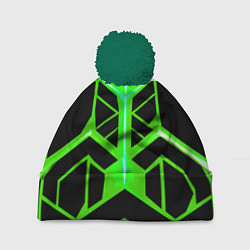 Шапка с помпоном Green lines on a black background, цвет: 3D-зеленый