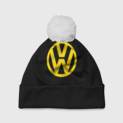 Шапка с помпоном Volkswagen logo yellow, цвет: 3D-белый