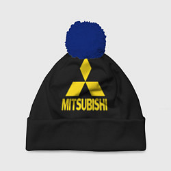 Шапка с помпоном Mitsubishi logo yelow, цвет: 3D-тёмно-синий