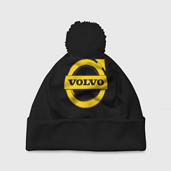 Шапка с помпоном Volvo yellow logo, цвет: 3D-черный