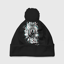 Шапка с помпоном Blink-182 glitch, цвет: 3D-черный