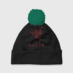 Шапка c помпоном Razer red logo