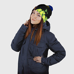 Шапка с помпоном Xbox game flame, цвет: 3D-тёмно-синий — фото 2