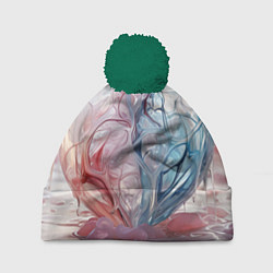Шапка с помпоном Сердце - плазменная текстура, цвет: 3D-зеленый
