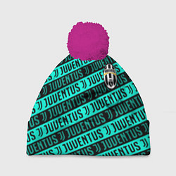 Шапка с помпоном Juventus pattern logo steel, цвет: 3D-малиновый