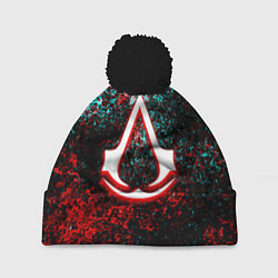 Шапка c помпоном Assassins Creed logo glitch