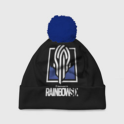 Шапка с помпоном Rainbow six siege logo, цвет: 3D-тёмно-синий