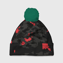 Шапка с помпоном Камуфляжная текстура милитари, цвет: 3D-зеленый