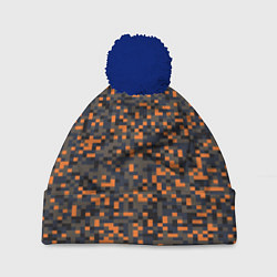 Шапка с помпоном Пиксели камуфляжная текстура, цвет: 3D-тёмно-синий