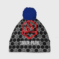 Шапка с помпоном Linkin park logo pattern, цвет: 3D-тёмно-синий