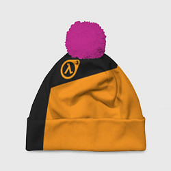 Шапка с помпоном Half life orange game, цвет: 3D-малиновый