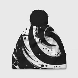 Шапка с помпоном Ai art black and white abstraction, цвет: 3D-черный