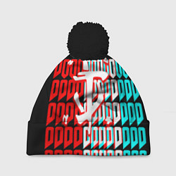 Шапка с помпоном Doom logo надписи, цвет: 3D-черный
