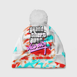 Шапка с помпоном GTA vice city clors, цвет: 3D-белый