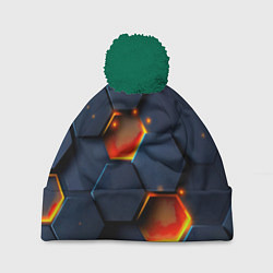 Шапка с помпоном Шестигранники с подсветкой, цвет: 3D-зеленый