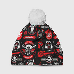 Шапка с помпоном Рок звезда паттерн, цвет: 3D-белый