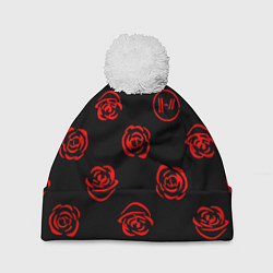 Шапка с помпоном Twenty one pilots rose pattern, цвет: 3D-белый