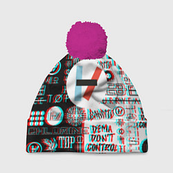 Шапка с помпоном Twenty one pilots glitch pattern, цвет: 3D-малиновый