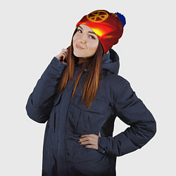 Шапка с помпоном Чернобыль лайт стрипсы, цвет: 3D-тёмно-синий — фото 2