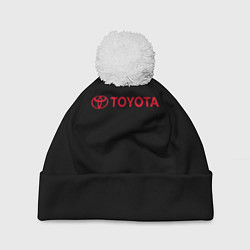 Шапка с помпоном Toyota red logo auto, цвет: 3D-белый