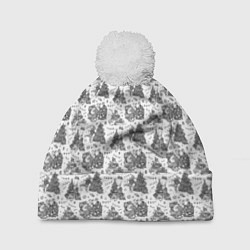 Шапка с помпоном Новогодние зверята, цвет: 3D-белый