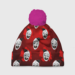 Шапка с помпоном Funny clown Art in blood, цвет: 3D-малиновый