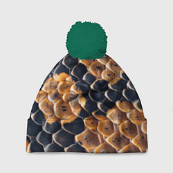 Шапка с помпоном Змеиный талисман, цвет: 3D-зеленый