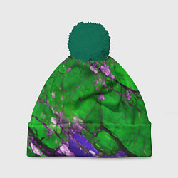 Шапка с помпоном A purple mineral in a green stone, цвет: 3D-зеленый