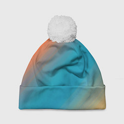 Шапка с помпоном Сине-оранжевый градиент, цвет: 3D-белый