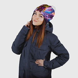 Шапка с помпоном Роблокс с фиолетовыми волосами, цвет: 3D-белый — фото 2