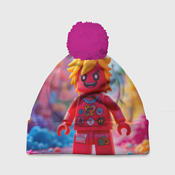 Шапка с помпоном Роблокс с желтыми волосами, цвет: 3D-малиновый