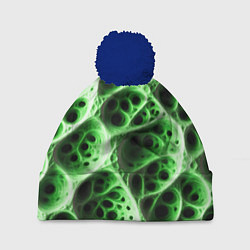 Шапка с помпоном Зелёная пористая структура, цвет: 3D-тёмно-синий