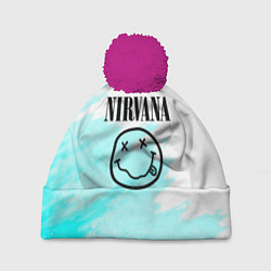 Шапка с помпоном Nirvana rock music color, цвет: 3D-малиновый