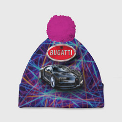 Шапка с помпоном Bugatti Italy - мечта автомобилиста, цвет: 3D-малиновый