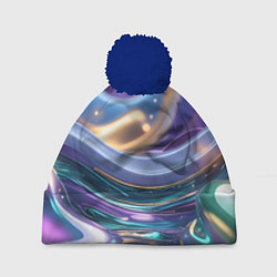 Шапка с помпоном Космическая краска, цвет: 3D-тёмно-синий