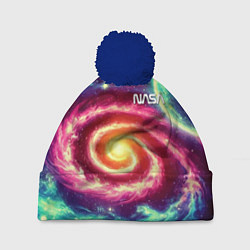 Шапка с помпоном Spiral galaxy - neon glow, цвет: 3D-тёмно-синий