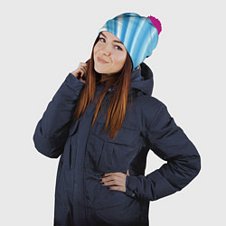 Шапка с помпоном Акварель, цвет: 3D-малиновый — фото 2