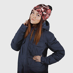 Шапка с помпоном Растения против зомби в красном цвете, цвет: 3D-черный — фото 2