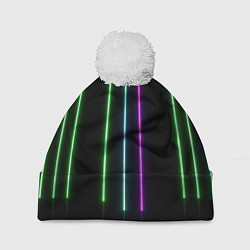 Шапка с помпоном Neon stripes, цвет: 3D-белый