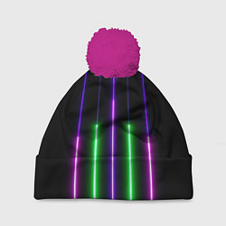 Шапка с помпоном Color Purple green pink, цвет: 3D-малиновый
