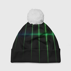 Шапка с помпоном The line is green black, цвет: 3D-белый