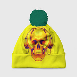 Шапка с помпоном Yellow bananas skull - cyberpunk, цвет: 3D-зеленый