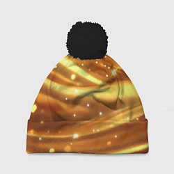 Шапка с помпоном Золотая ткань с блестками, цвет: 3D-черный
