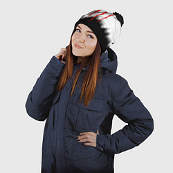 Шапка с помпоном Monster energy чёрно белые краски, цвет: 3D-черный — фото 2