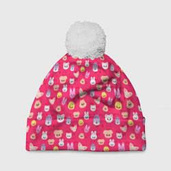 Шапка c помпоном Skzoo pattern pink