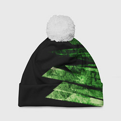 Шапка с помпоном Color green black, цвет: 3D-белый