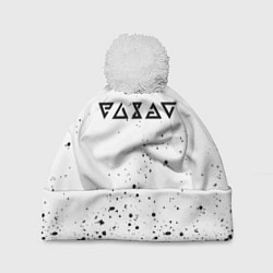 Шапка с помпоном Ведьмак брызги красок, цвет: 3D-белый