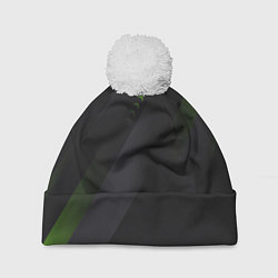 Шапка c помпоном Color black green
