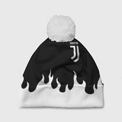 Шапка с помпоном Ювентус белый огонь, цвет: 3D-белый
